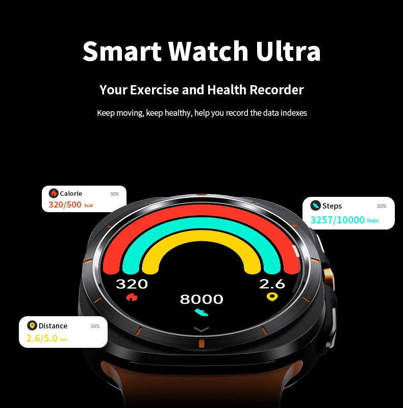 Galaxy Smart Watch 7 Ultra para Homens e Mulheres, Tela AMOLED, Multifunções, Rastreador de Fitness Esportivo, Saúde, Samsung, Novo, 2022