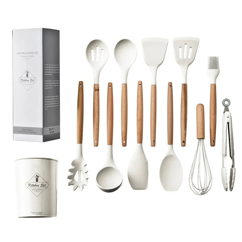 Utensílios De Cozinha De Silicone De Grau Alimentício, Colher De Medição, Espátula, Ferramenta De Cozinha Prática, Conjunto De Utensílios De Cozinha, Panelas, Turner, 12Pcs