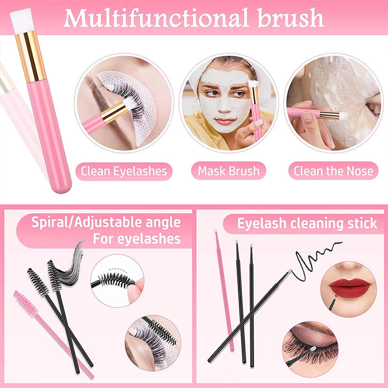 Falso Eyelash Extension Kit para Iniciantes, Manequim Cabeça, Lash Brush, Pinças, Tesoura, Lashes Pad, Acessórios De Armazenamento, Maquiagem Tool Set