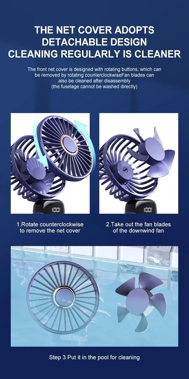 Mini USB Portable Fan, Foldable Portable Neck Hanging, 5 Speeds, USB Rechargeable Fan with Phone Holder and Display Screen