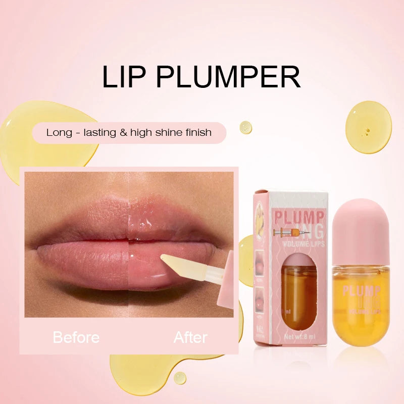 Long Lasting Lip Plumper Oil, Instant Volumising Enhancer, Lip Serum, Colágeno Lábios, Volume Lipgloss, Sexy Cosmetic, Volume Aumentos