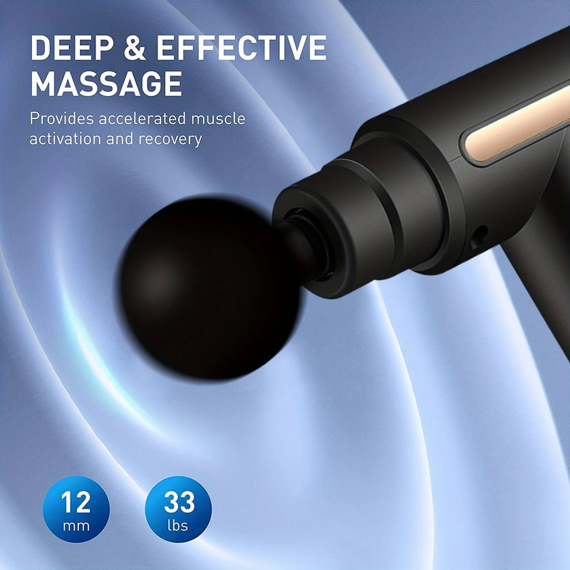 Mini portátil Fascia Massage Gun Massager elétrico de percussão pistola, relaxamento corporal, LED Touch Screen, 4 cabeças, presente de férias