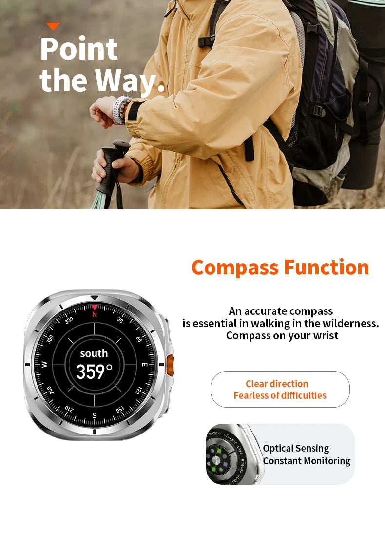 Galaxy Smart Watch 7 Ultra para Homens e Mulheres, Tela AMOLED, Multifunções, Rastreador de Fitness Esportivo, Saúde, Samsung, Novo, 2022